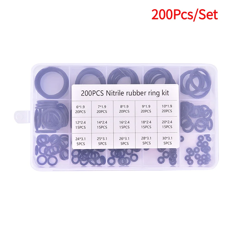 200Pcs/Set O Ring kit hydrolock Rubber O-Rings Washer Gasket Sealing Assortment‘