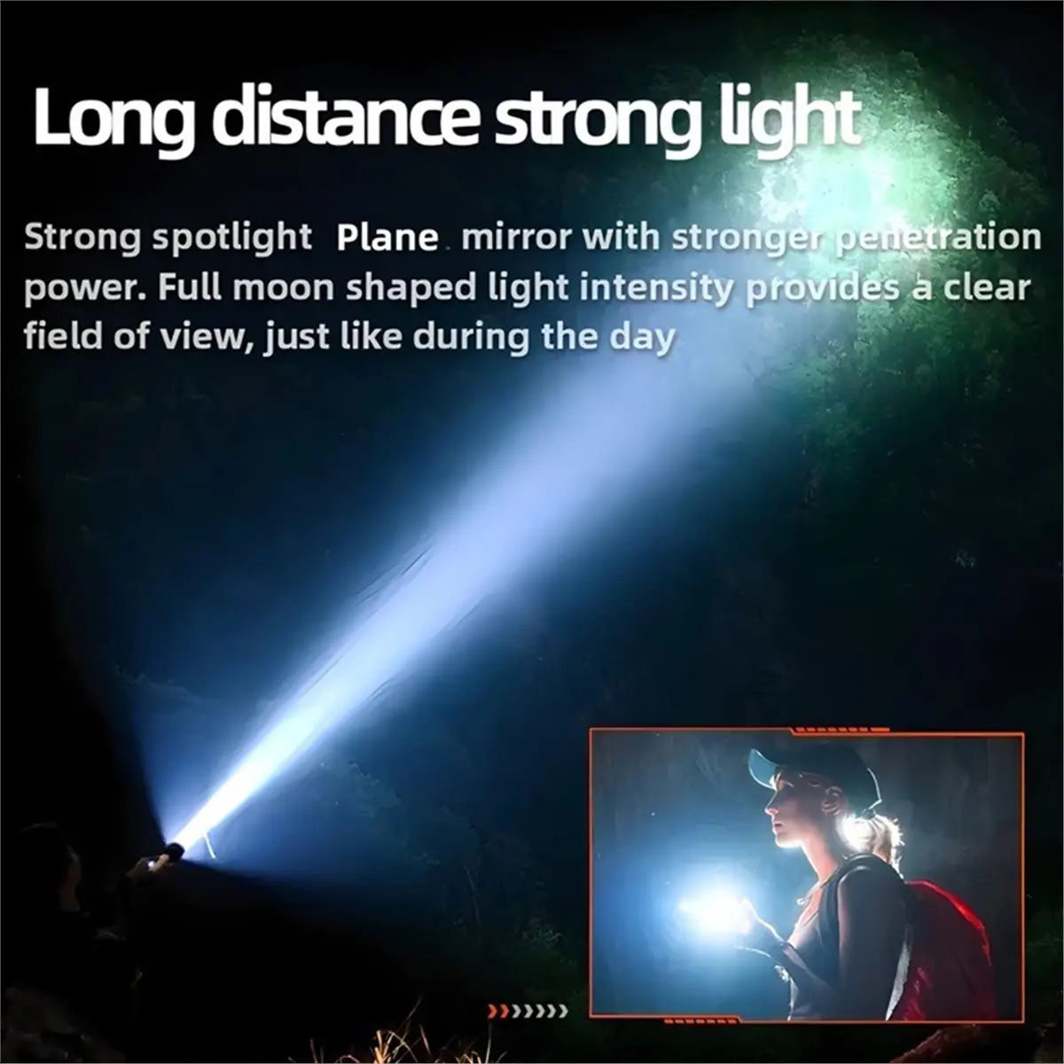 11·11COUPON Flashlight High Power Searchlight USB Rechargeable Dual Light Source Hand Lantern for Outdoor Camping