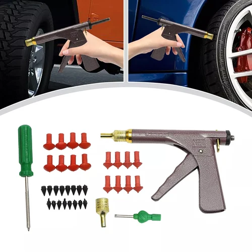 Imagen 2 del producto Pistola de reparación de neumáticos de motocicleta y coche, Kit de enchufe de reparación de ruedas de pinchazo, tapón de seta para SUV, bicicleta, bloque de neumáticos de coche, kit de fugas de aire