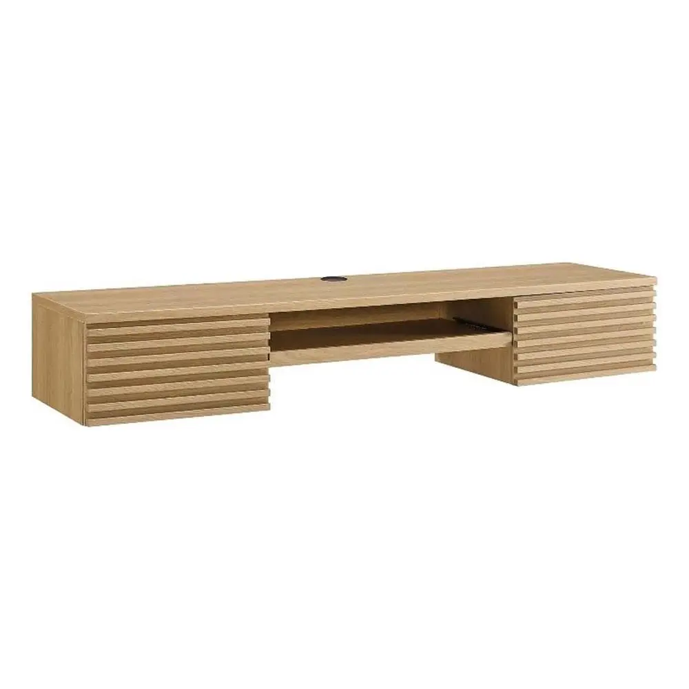 Wall Mount Floating Office Desk Oak Wood Particleboard Home Office 48