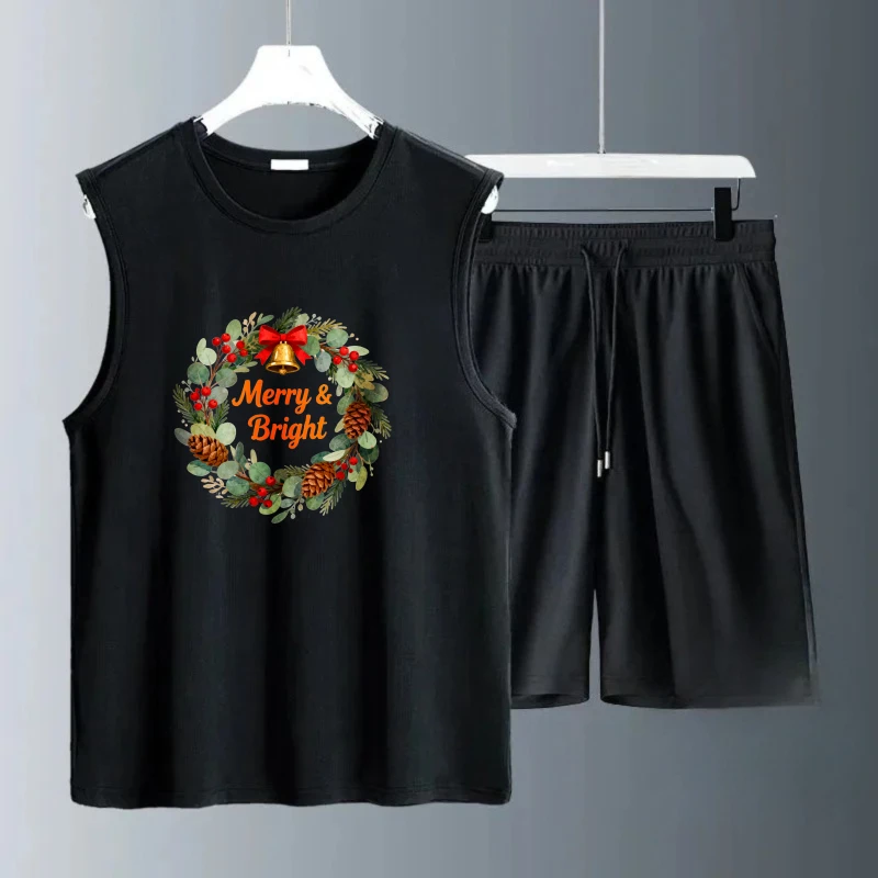 الرجال تانك الأعلى مجموعات جديد الرجال مجموعات ملابس للرجال مجموعة الرجال الثريات Summe البوليستر موضة قصيرة الأكمام + السراويل تنفس