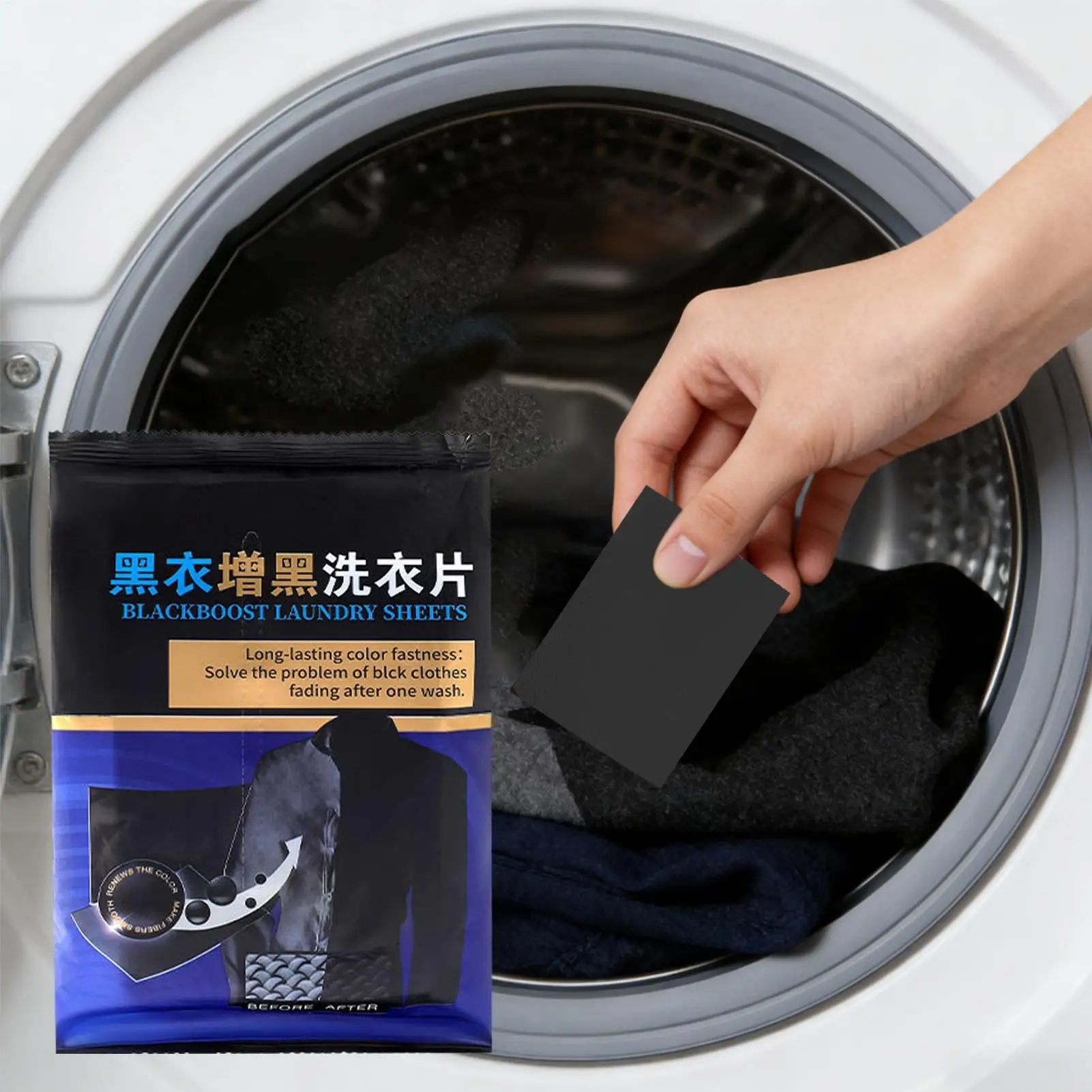 50 Pieces Long Lasting Black Fabric Dye Portable Sheets Long Lasting Dye for Clothing for School Hotel Apartment Dorm Bathroom