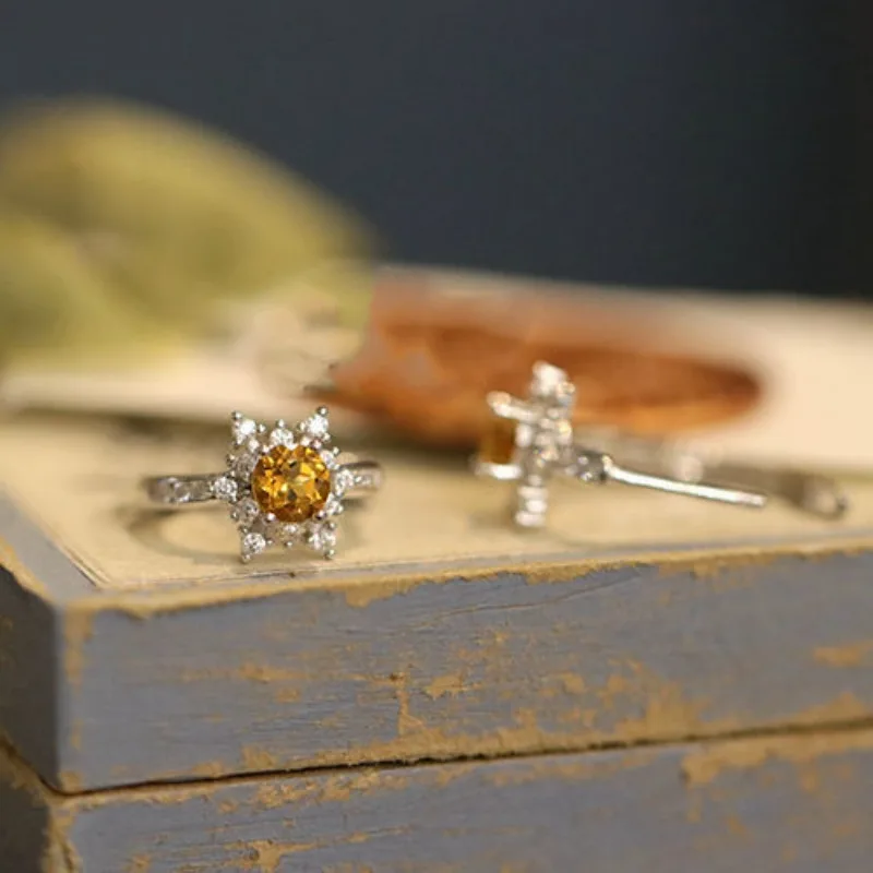 أقراط كريستال صفراء مرصعة للنساء ، ندفة ثلج منعشة ، طوق نصف قوس ، مجوهرات صغيرة ، مستوحاة من الموضة ، جودة عالية #5