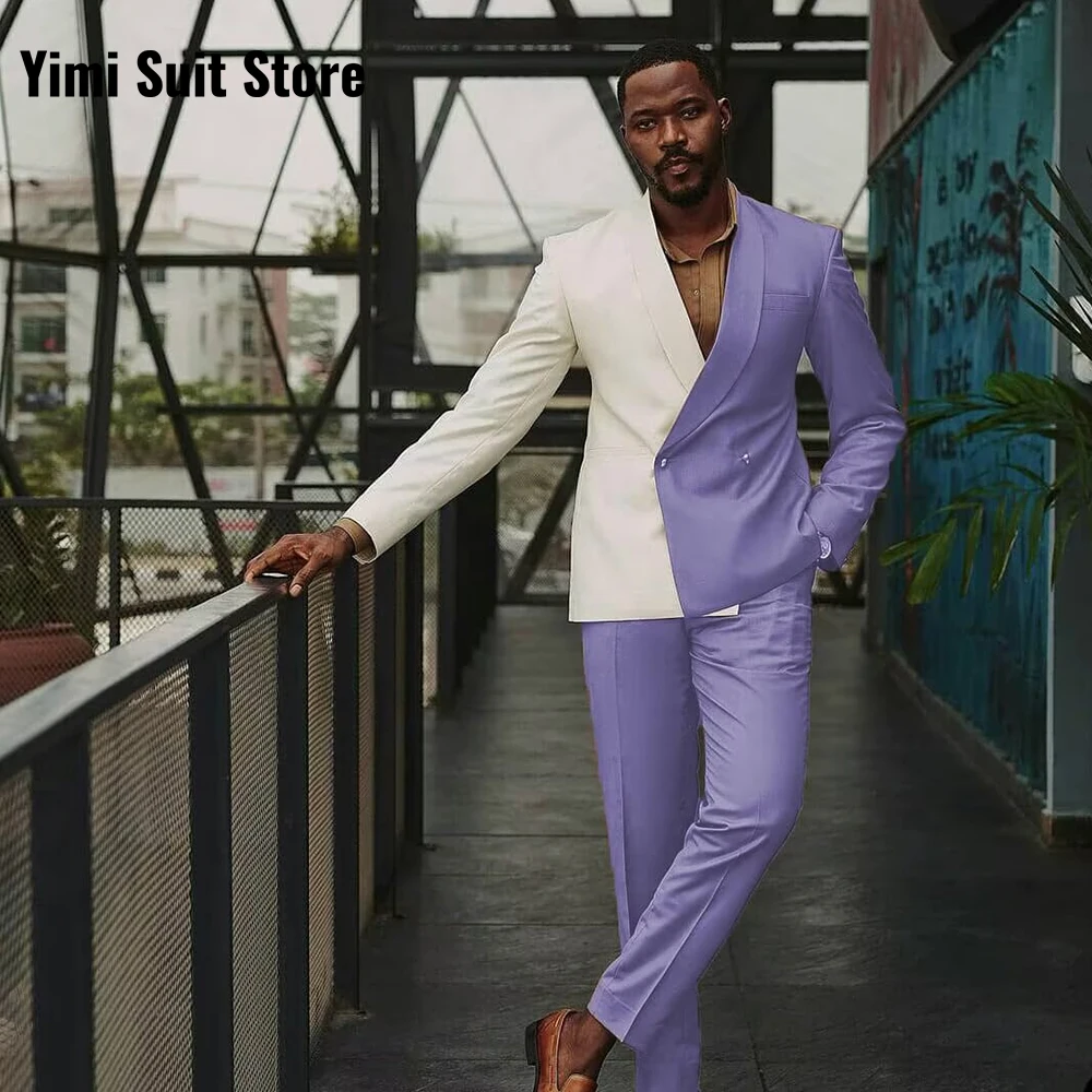 

Men's Suit 2-Pieces With Bright Lapel Double Button for Wedding Groom Business Suits for Men Suit Blazer Sets Jacket+Pants