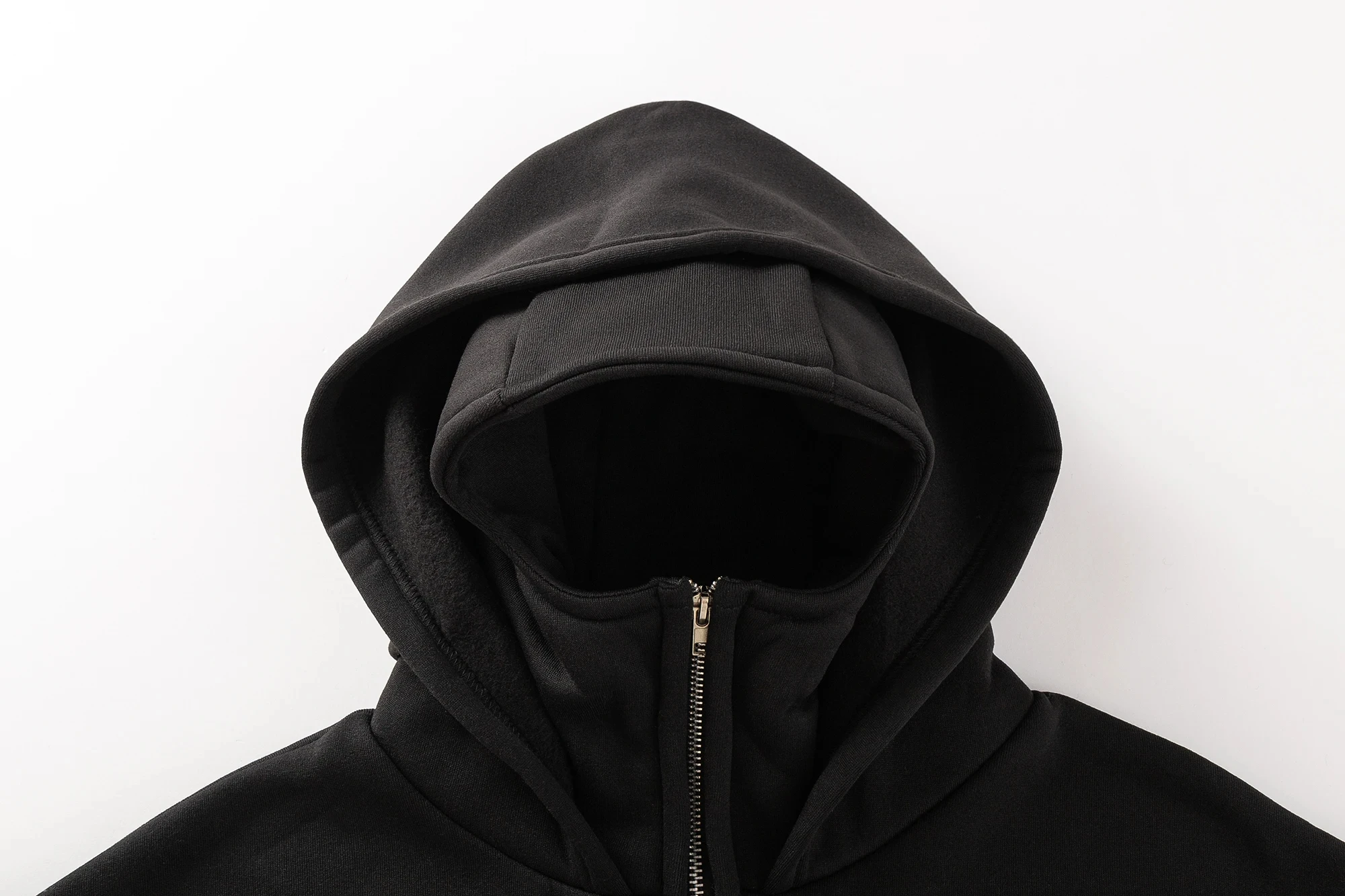 Herren Double Hat Maske Reißverschluss Design Winter Winddichter Kapuzenpullover Sportjacke Outdoor-Aktivitäten Wandern Reisen Laufen Sweatshirt ﻿ – Detail 3