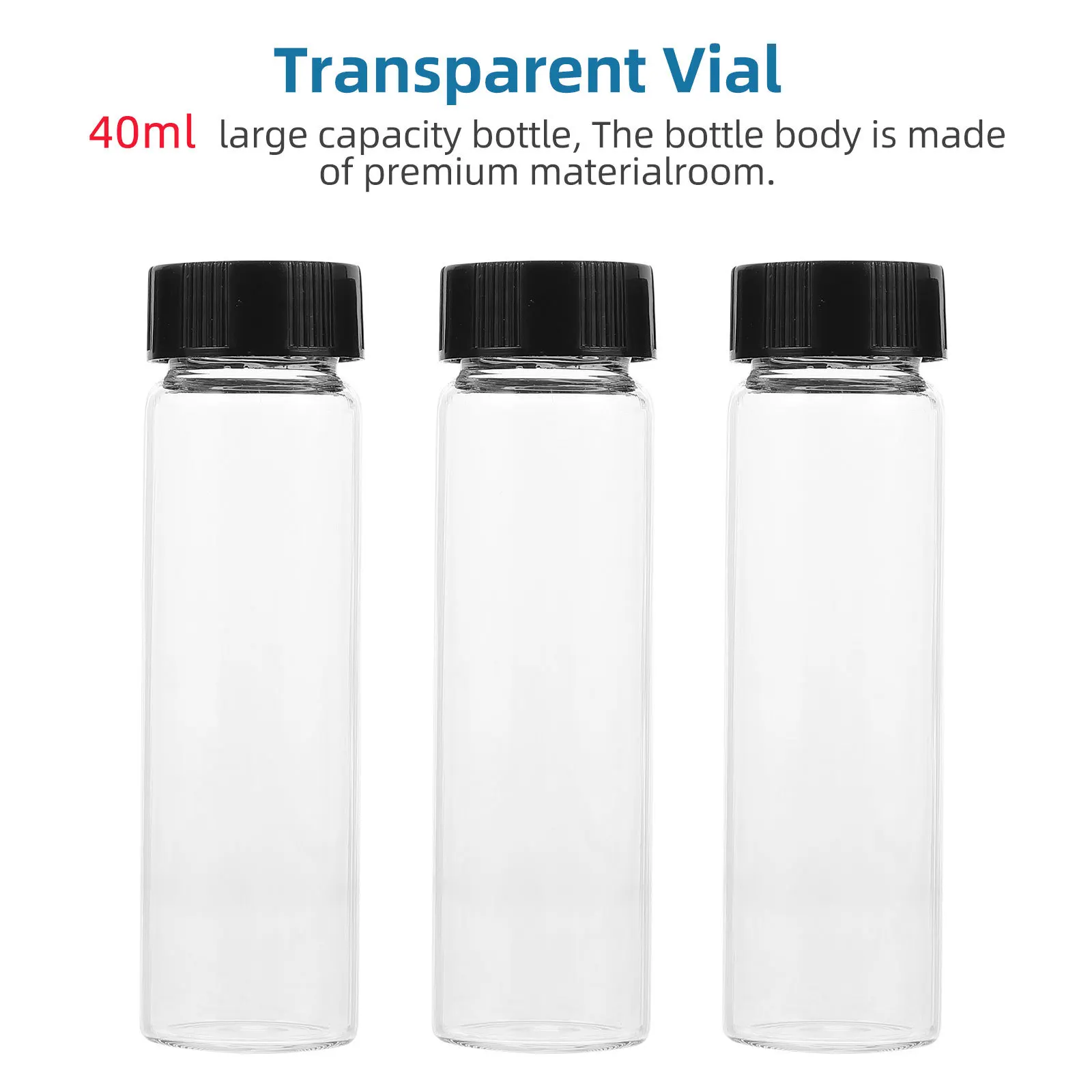 

12Pcs Transparent Glass Vials 40ml Sample Bottles for Essential Oils Experiment Bottles with Lid Transparent Vial