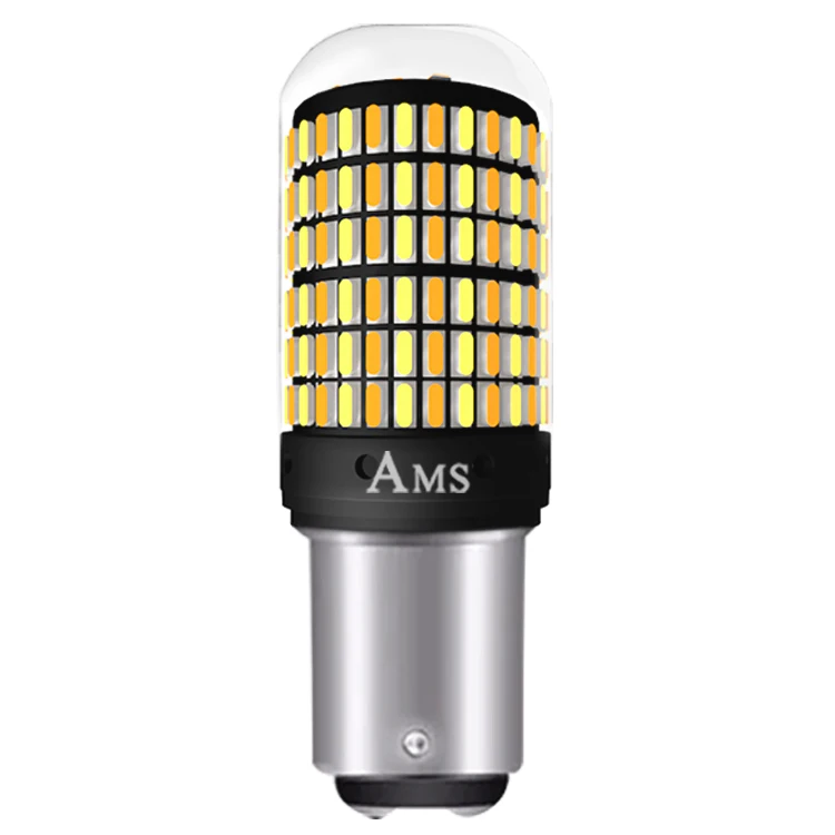 50PCS Signal Lamp P21w Led 7443 3157 Bulb 168smd Canbus brake light 1157 Led Bay15d P21/5w white amber dual color Light 12V