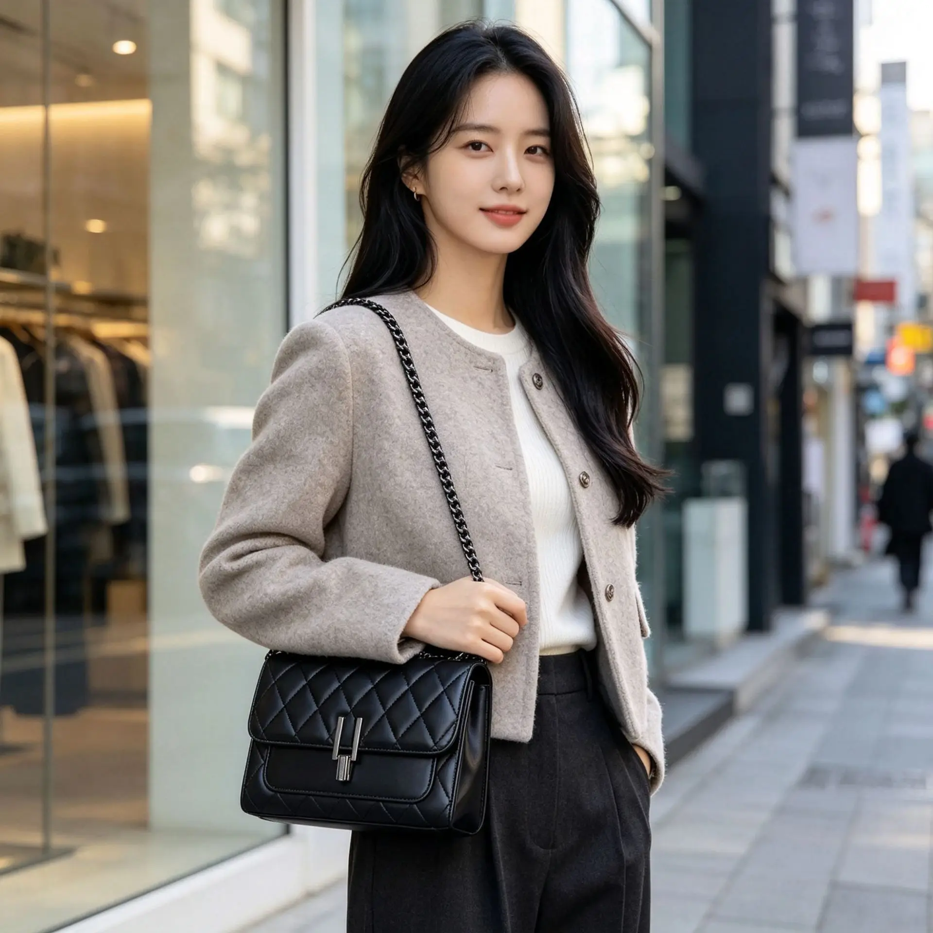 New fashion in autumn 2026, flip shoulder bag, oblique span, versatile spring and summer chain bag, genuine leather women's bag.
