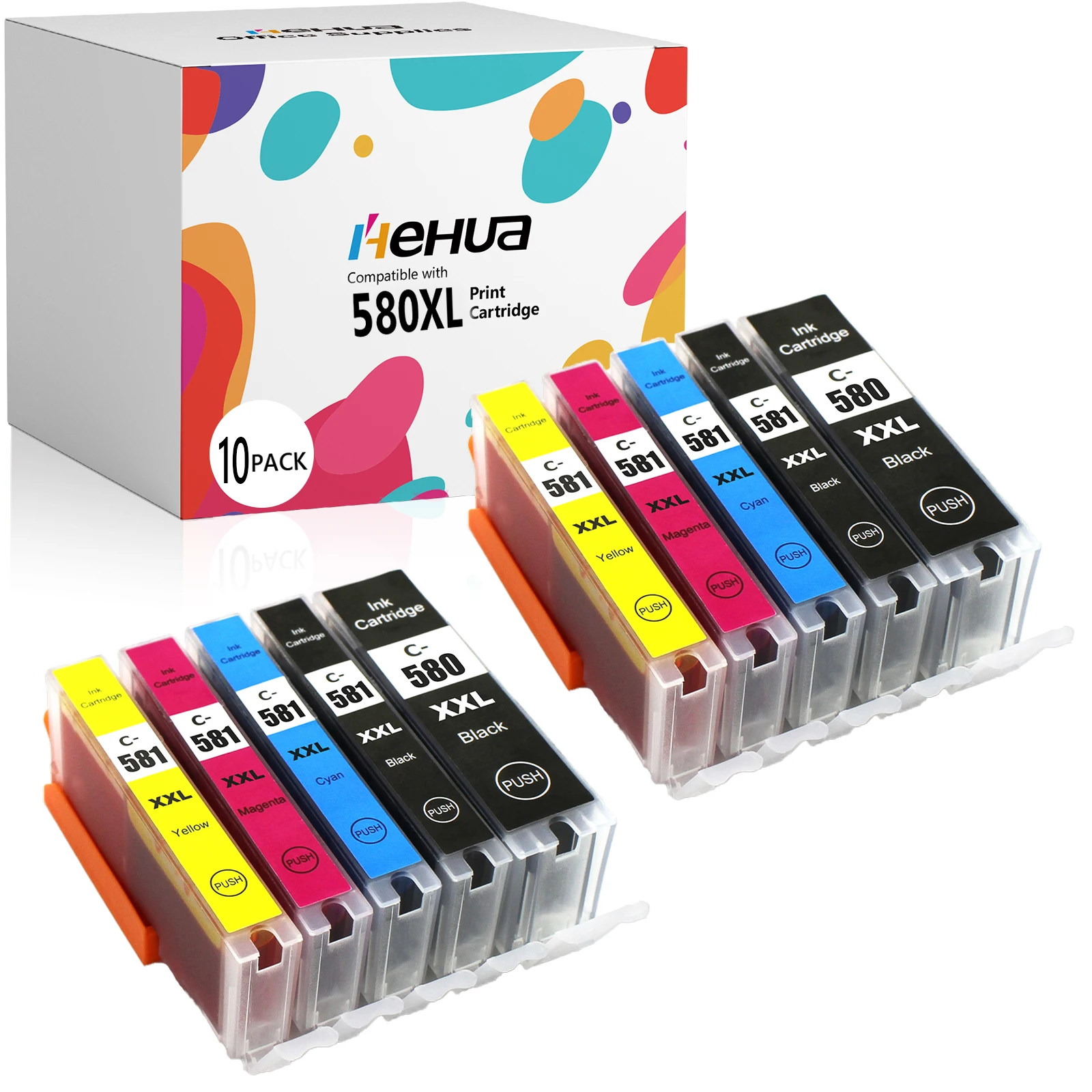 10 x PG-580XL CL-581XL Tintenpatrone kompatibel für Canon PIXMA TS705 TR7550 TR8550 TS6150 TS6151 TS6250 TS6251 TS6350 TS6351 TS8150 TS8151