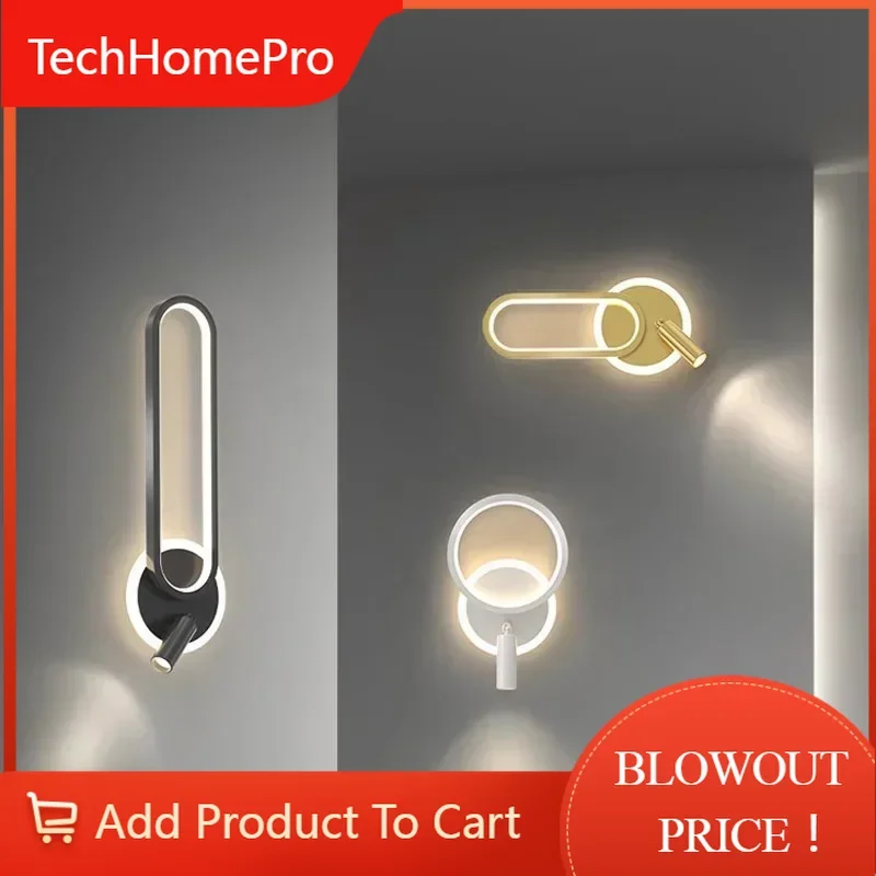 TechHPModern LED Wall Lamp For Living Room Bedroom Bedside Study Room Stair Aisle Minimalist Creative