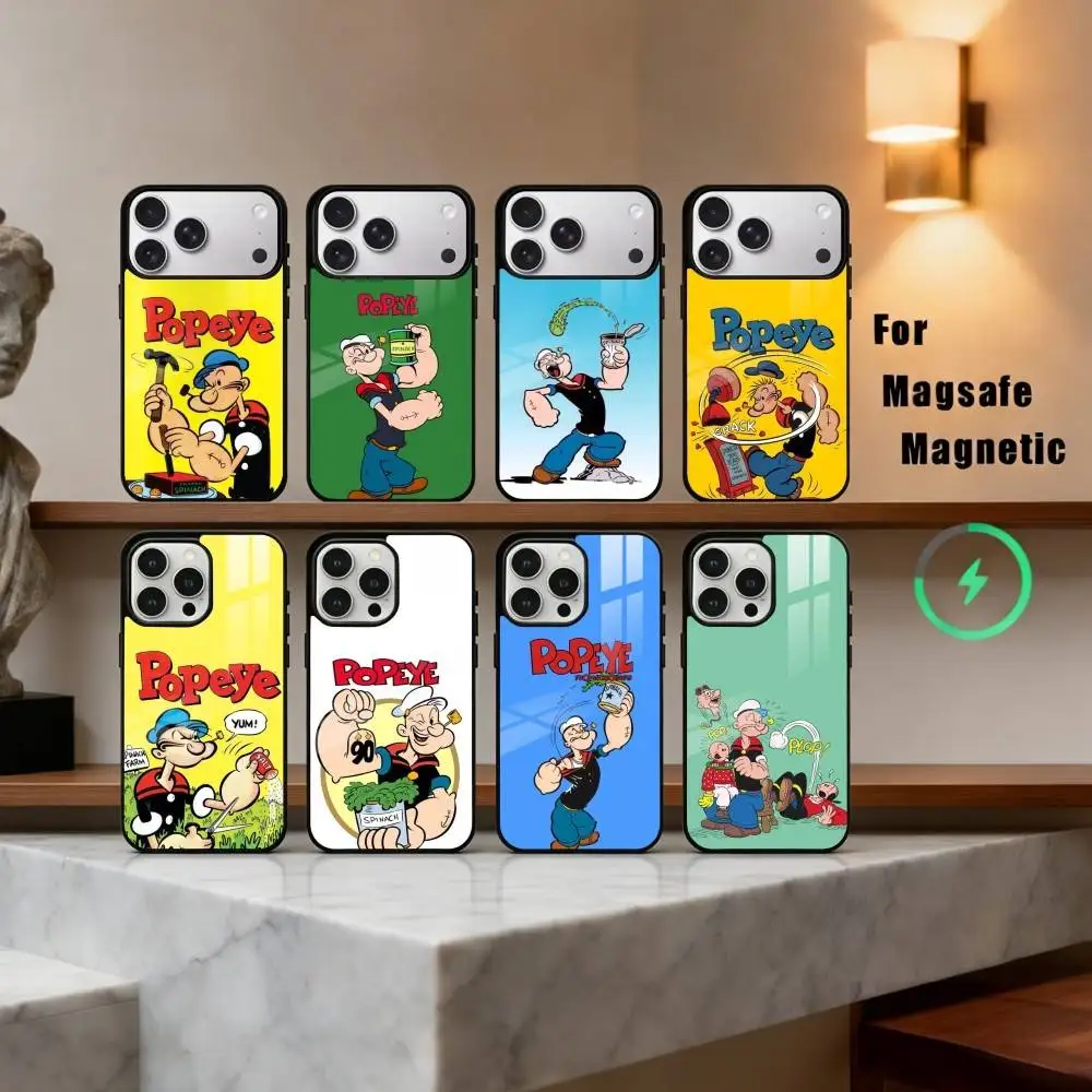

C-Cartoon C-Character P-Popeye-E Phone Case For iPhone17,16,15,14,13,12,11 Plus,For Magnetic Wireless Charge Cover