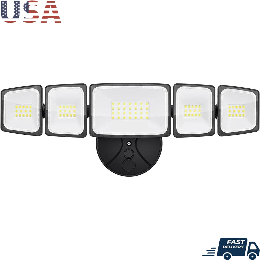 

70W LED Flood Light Outdoor Security Lights 5 Heads IP65 Waterproof 360° Rotation Super Bright 6500K 7000lm Garden Garage