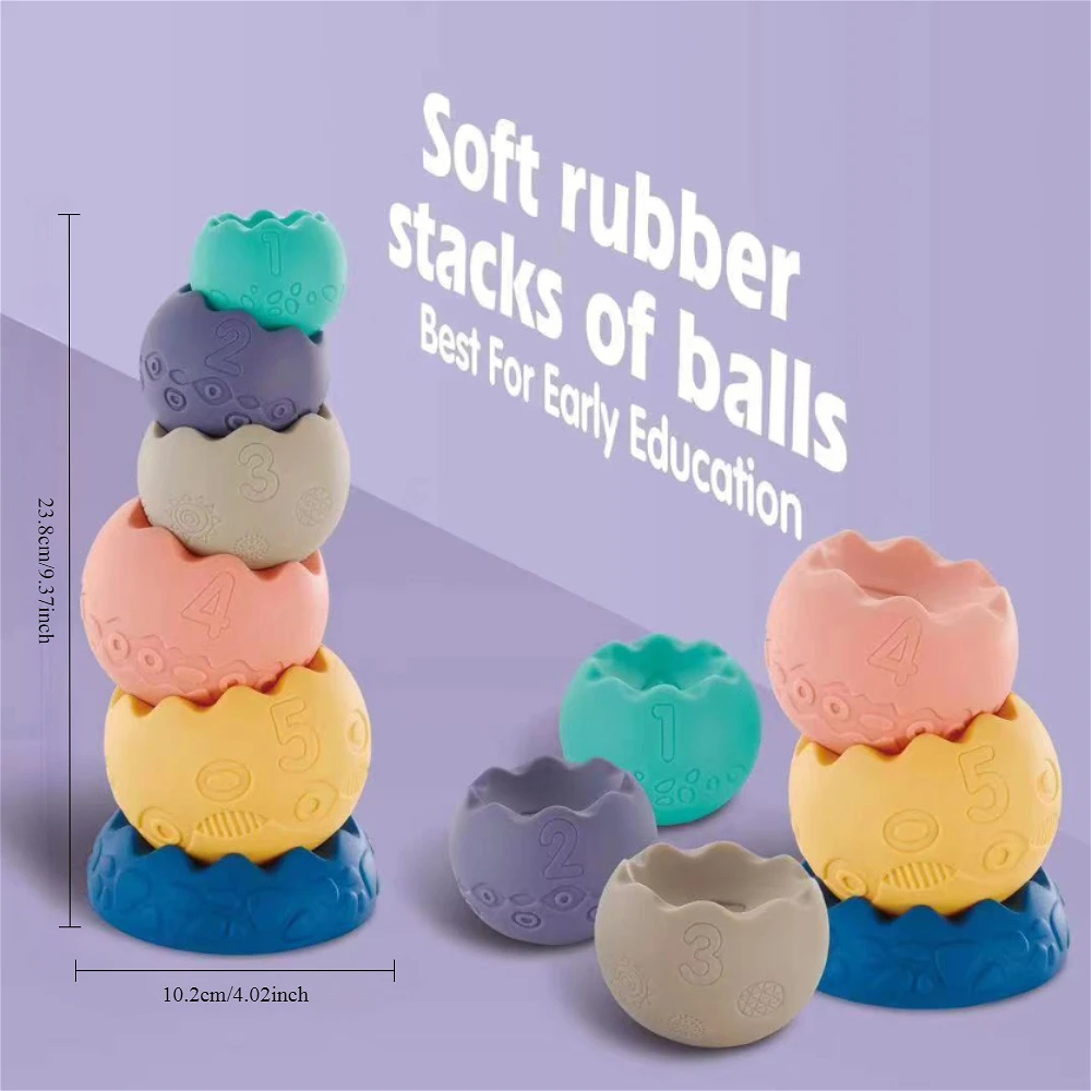 Baby Sensorische Ballen Bijtspeelgoed, Zachte Bouwstenen, Montessori Vroege Educationad Stapelen Ring, Baby Kerstcadeaus