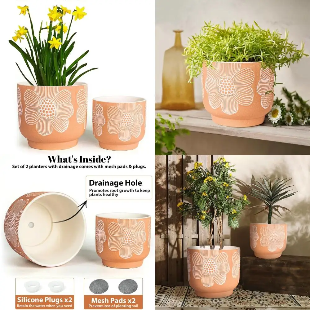 

Белые глазурованные кашпо для растений 8 и 6 дюймов с дренажем для комнатных растений