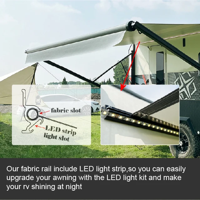 ملحقات Rv الخارجية قافلة كاملة الحجم مقطورة تخييم منبثقة للطرق الوعرة 4x4 مظلة جانبية كهربائية بمحركات مع Le