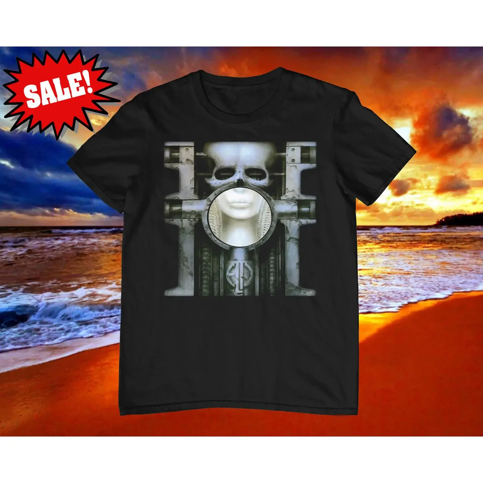 Camiseta unisex Emerson Lake Palmer, diseño de ensalada cerebral, cirugía, algodón negro, tallas S a 5XL, vintage, estilo streetwear, informal, unisex