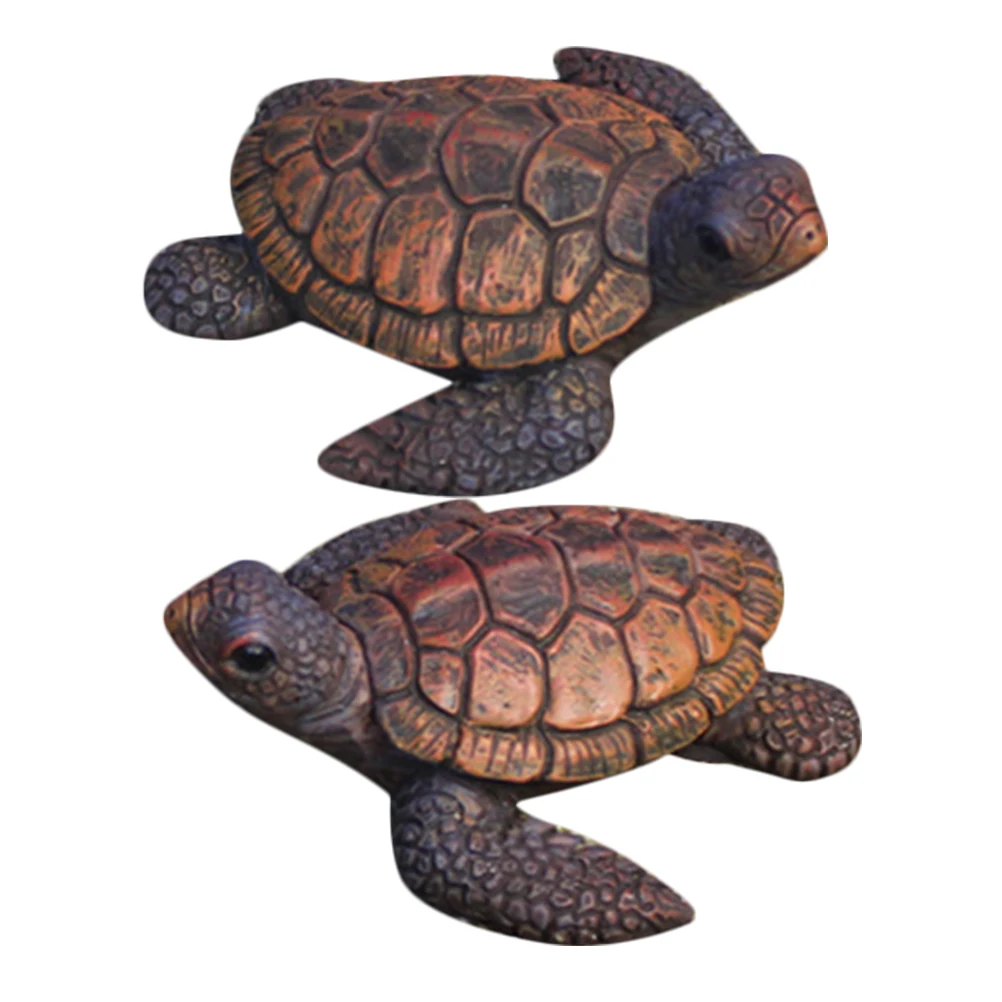 

2 Pcs Decorations Mini Turtles Figures Crafts Aquarium Resin Adorable Small Decors Micro Landscape s