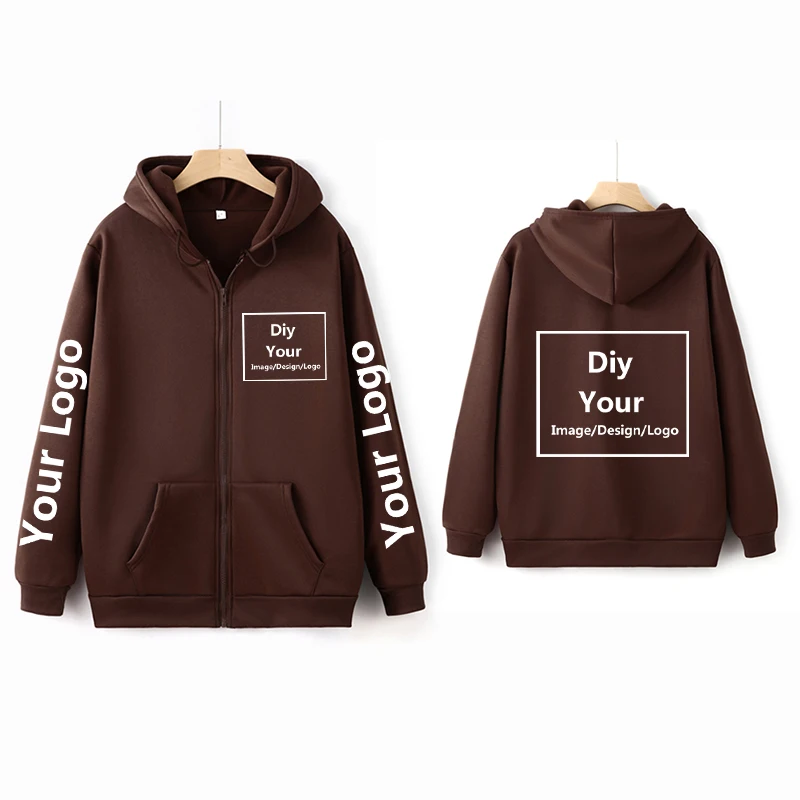 DIY Custom Your Image/Design/Logo/Text Zipper Hoodies Men Women Hoodie DIY Print Zip up Sweatshirt Long Sleeves Harajuku Casual