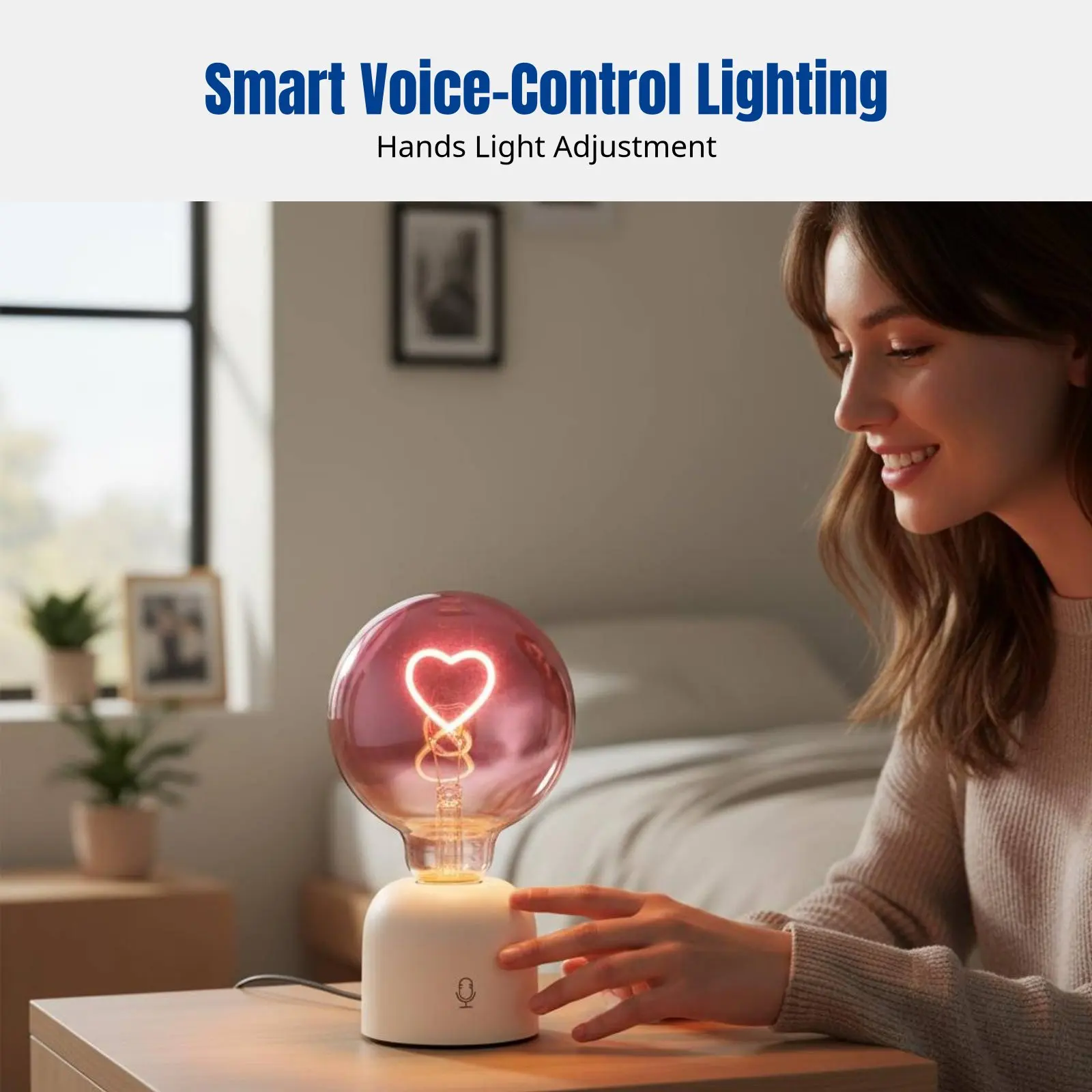 Trendy Heart Night Light, Gradient Coral Ambient Lamp, Voice/Press Control, Warm Lighting, Romantic Table Lamp
