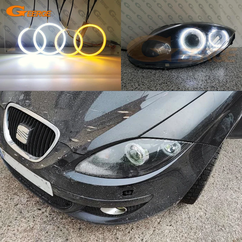 

For SEAT Leon Altea Toledo Excellent Ultra Bright Switchback Day Light Turn Signal SMD LED Angel Eyes Kit Halo Rings