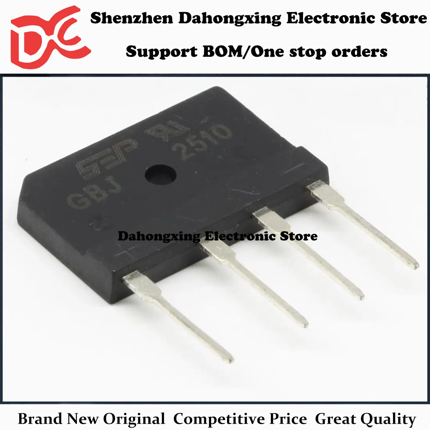 New Original 10Pcs GBJ2510 DIP-4 25A 1000V Rectifier Bridge Transistor Electronic Components Great Quality