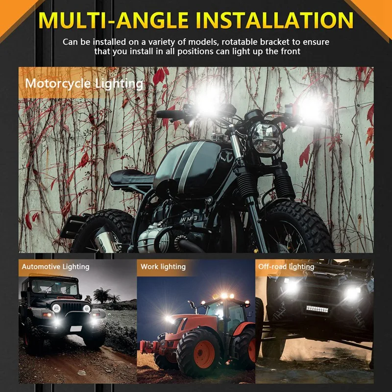 

Plain 2PCS LED Pod Lights LED Off Road Lights Driving Fog Auxiliary Work Lights Pod 60W 6000Lm Amber/Yellow White Dual Color