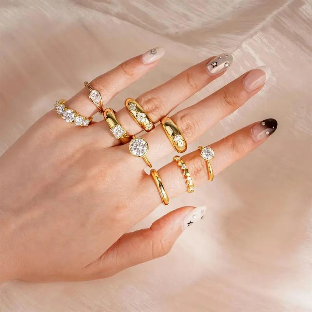 Gold Fashion 925 Silver Ring, Children's Color Does Not Fade, Ins Style Moissanite Light Luxury High-End Ring, Elegant High-End Versatile Men and Women's Valentine's Day, Halloween, Christmas Gifts, Birthday Gifts, Holiday Gifts, Exquisite Jewelry