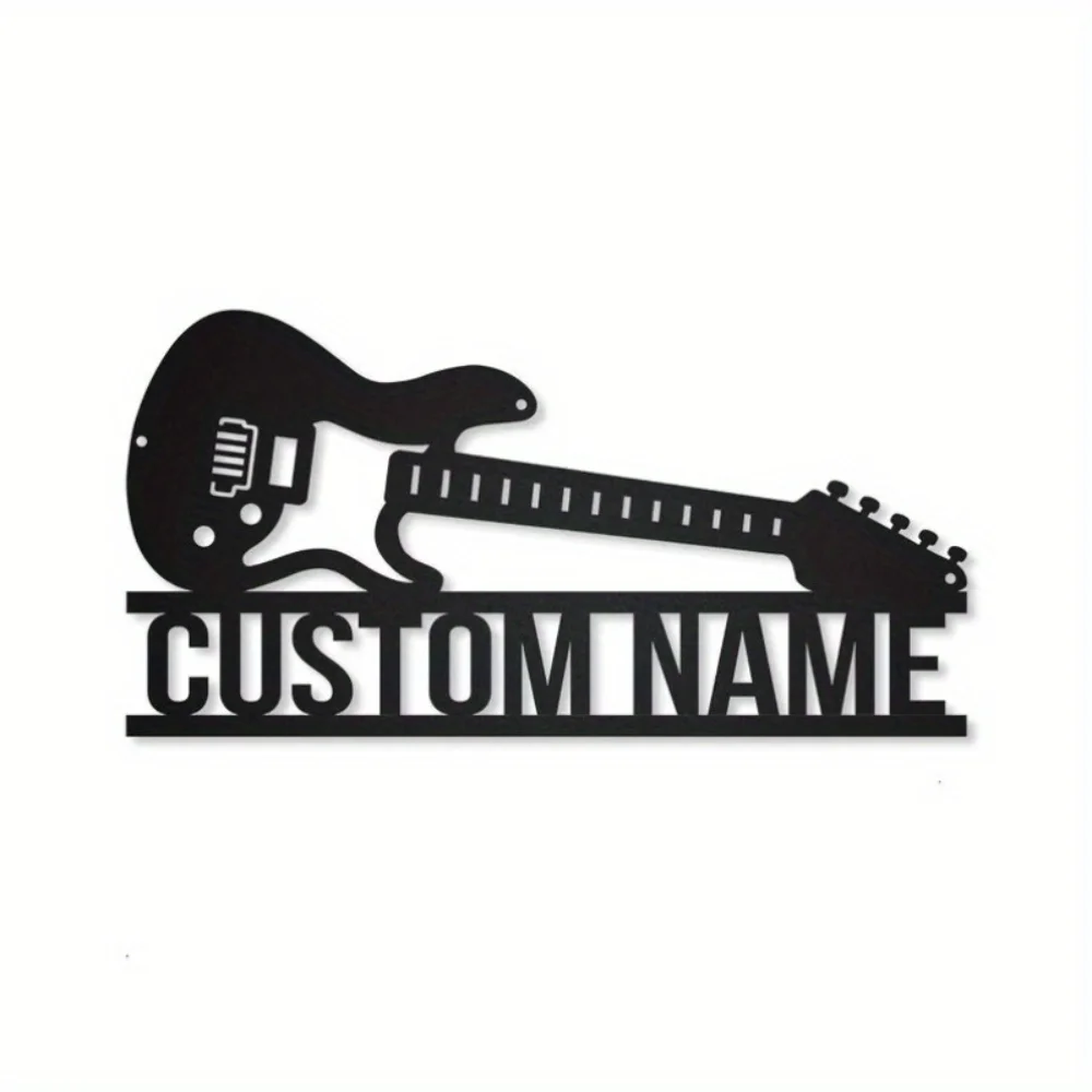 1pc Alluring Charming Personalized Guitar Metal Signs a Monogram Wall Decor Item Custom Last Name Signage for Music Admirers