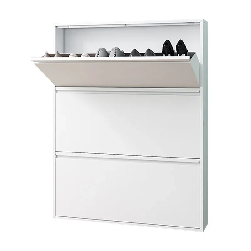 Ultra-thin steel flip shoe cabinet, simple and fashionable entrance door storage shoe rack