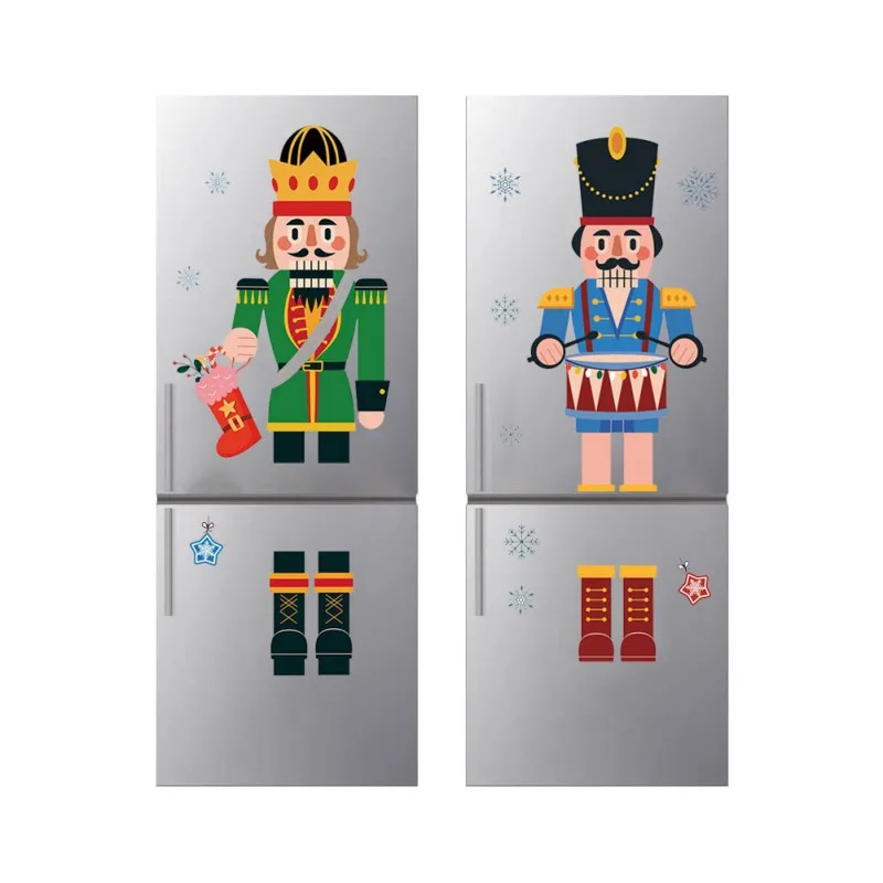 Christmas Soldier Wall Stickers Self-Adhesive Pvc Creative Refrigerator Door Decoration Snowflake Nutcracker Stickers