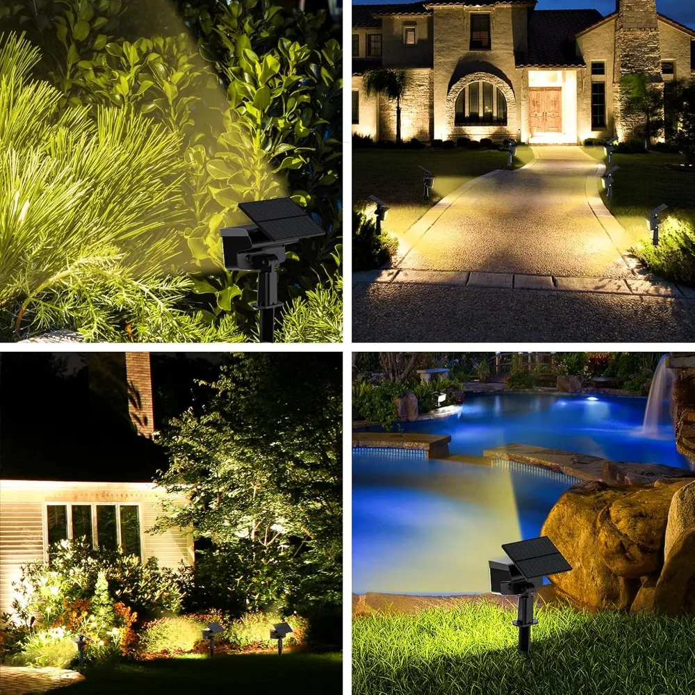 

Solar Spot Lights Outdoor, [6 Pack/3 Modes] Adjustable Solar Powered Security Lights, for Walkway, Yard, Garden, (Warm White)
