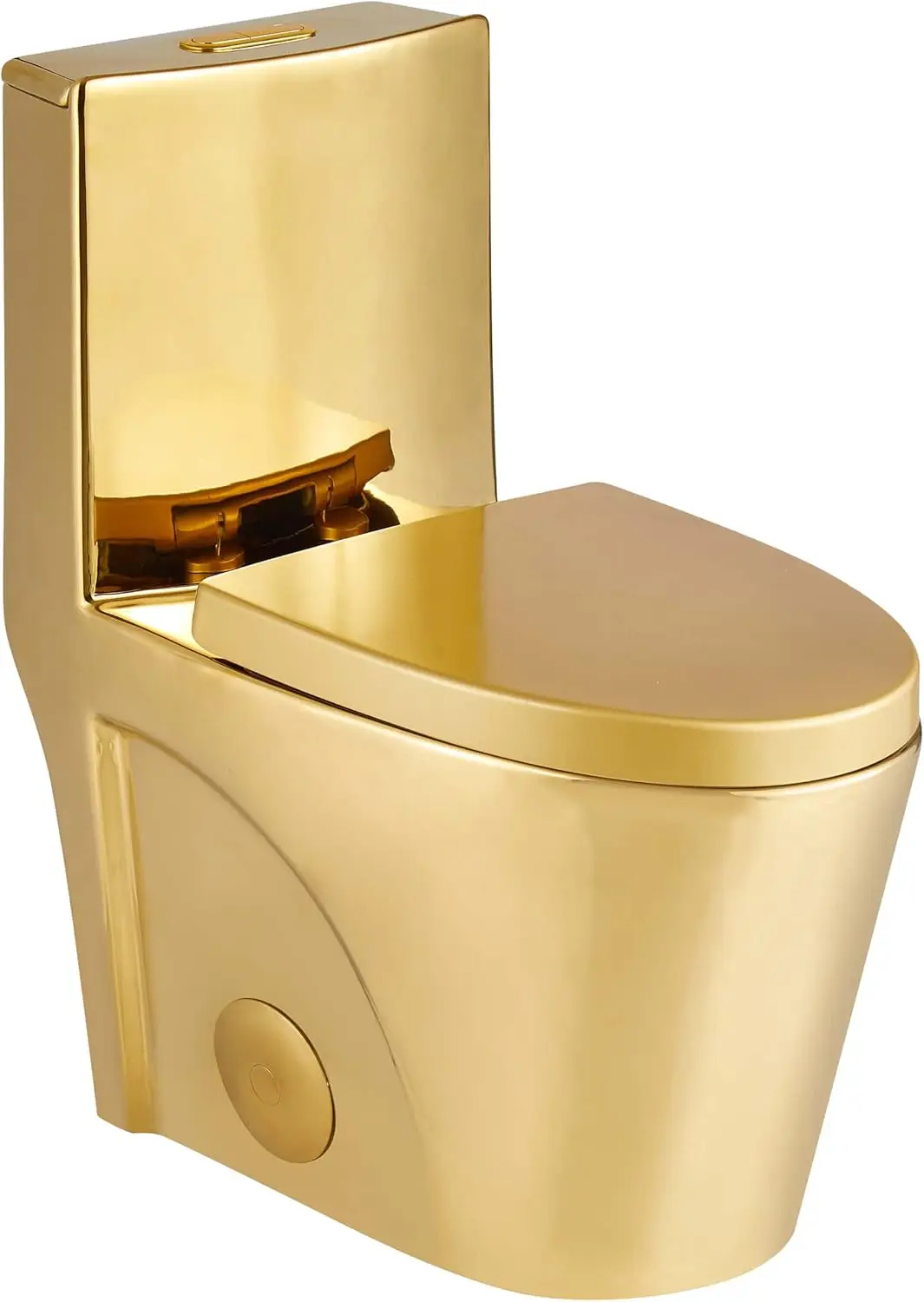 Dual-Flush Elongated One-Piece Toilet With High Efficiency Flush In Shiny Gold