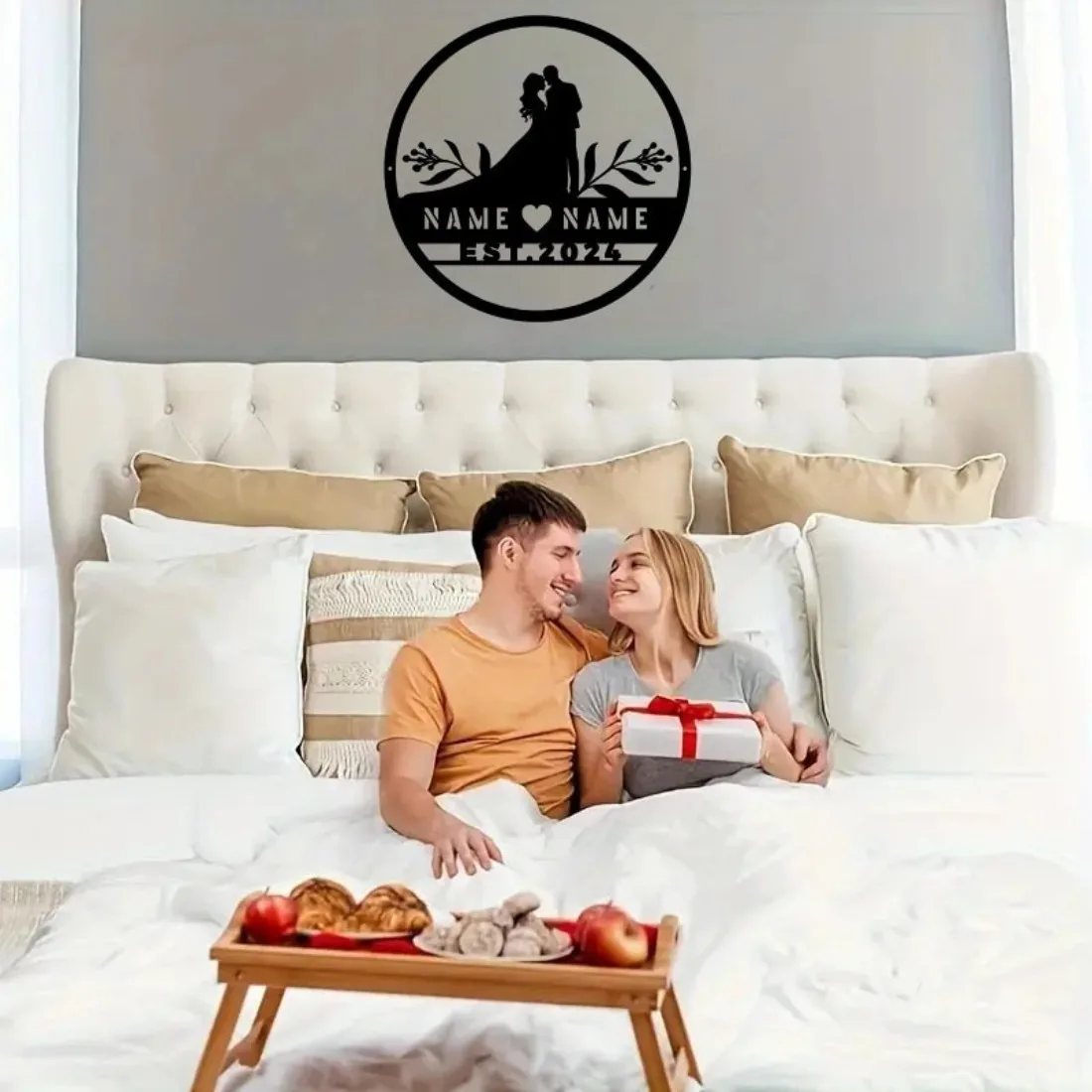 Custom Metal Name Sign - Personalized Wall Decor for Couples/Families/Friends, Stunning Wedding Anniversary Valentine's Gift.