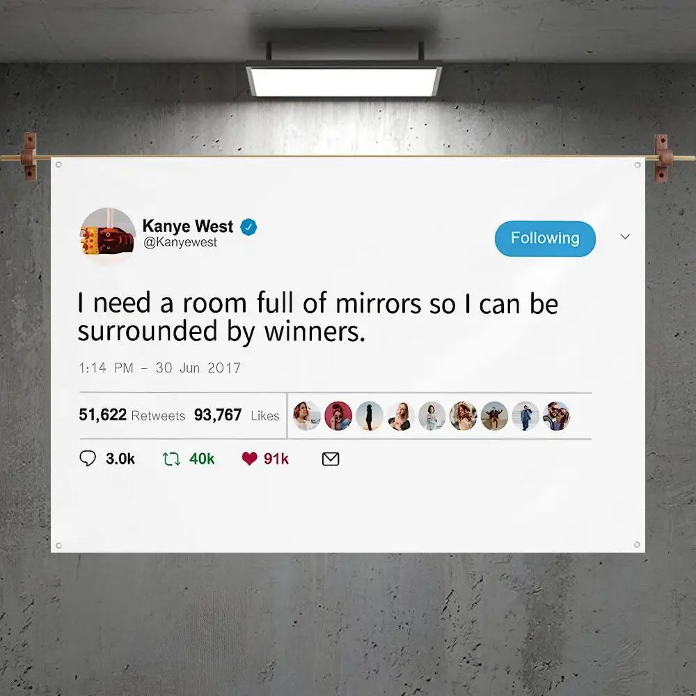 

Funny K-Kanye West Mirror Flags Custom Camping Outdoor Garden Room Bedroom Decor Party Backdrops Wall Art Family Gifts