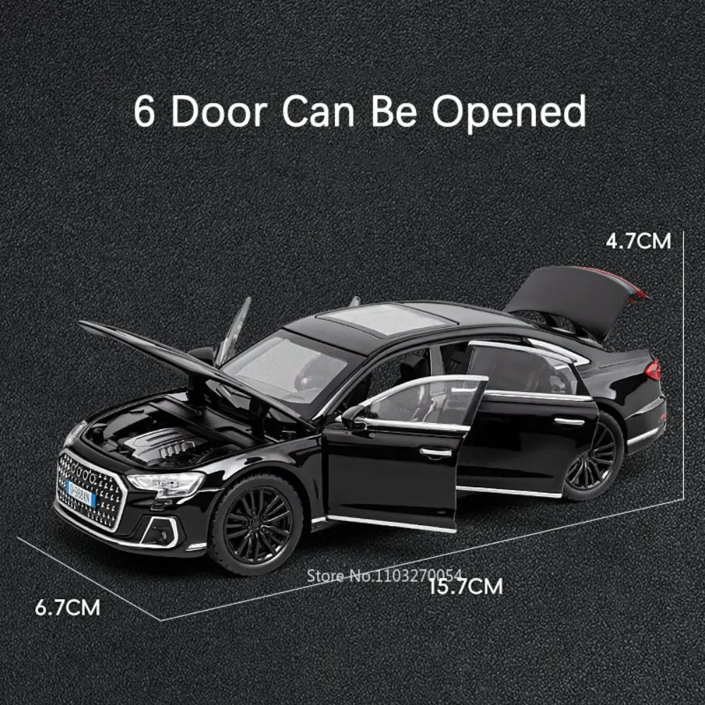 مقياس 1:32 RS7 A8 نماذج مصنوعة من خليط معدني ألعاب سيارات عجلة التراجع موسيقى الضوء 6 أبواب مفتوحة مركبات مصغرة هدايا للأطفال والكبار #5
