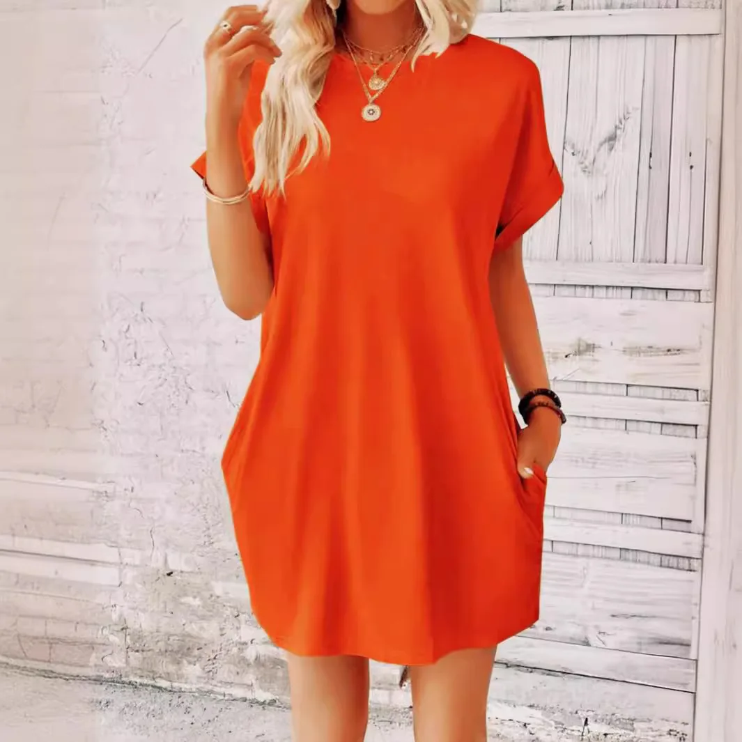 فضفاض غير رسمي مستدير Ne ort Sve Color Dr Summer 2025 جديد Sle ألياف البوليستر المحبوكة النسائية #3