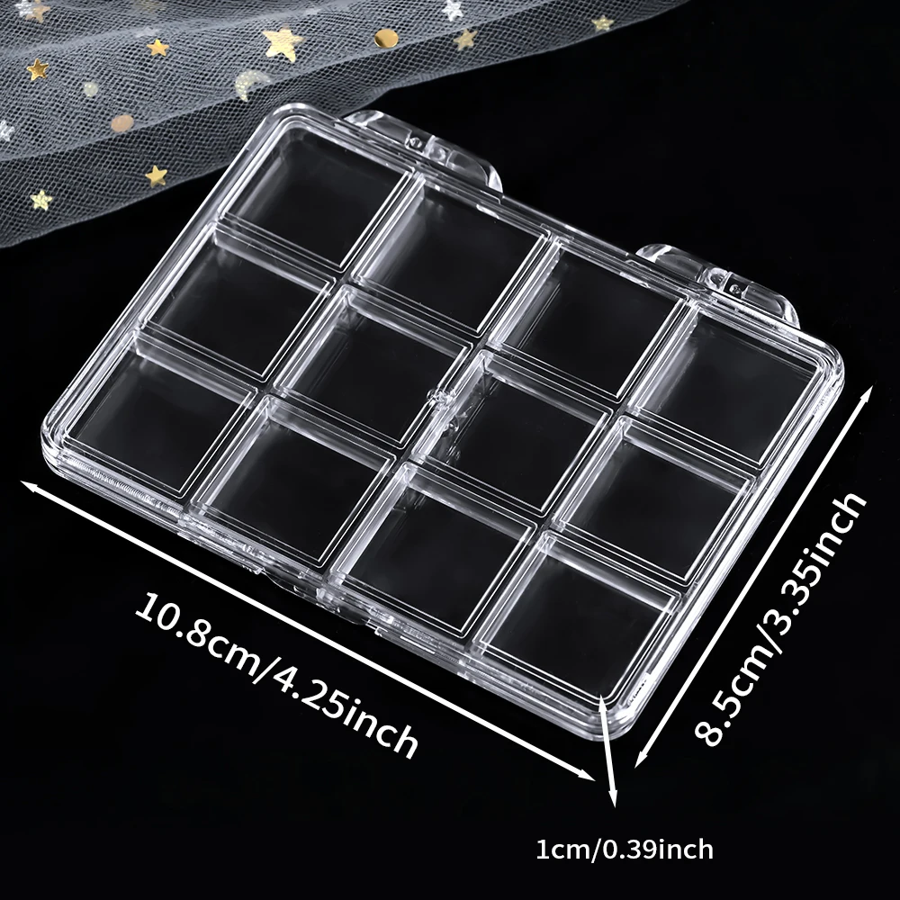 12/15/24 Fächer Leere Aufbewahrungsbox Transparent für Nagelzubehör Durchsichtiger Kunststoffbehälter für Schmuck Strasssteine Rechteckige Schachtel – Detail 1