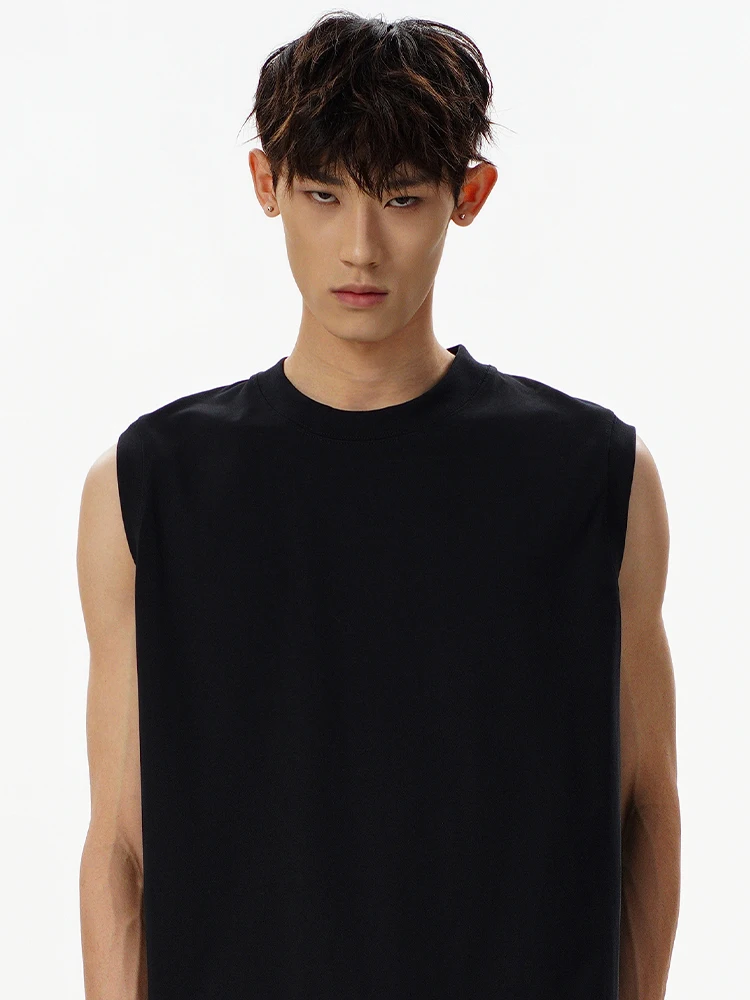 

Tongxianen Bla Svel Vest Men's Summer New American Heavyweight Trendy Loose round Ne oulder Sport T-irt