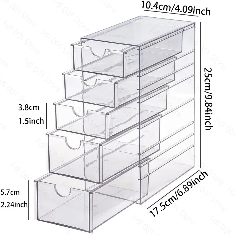 Transparent Storage Boxes for 4 5 or 6 Drawers Organizing Cosmetics Lipsticks Hair Ties