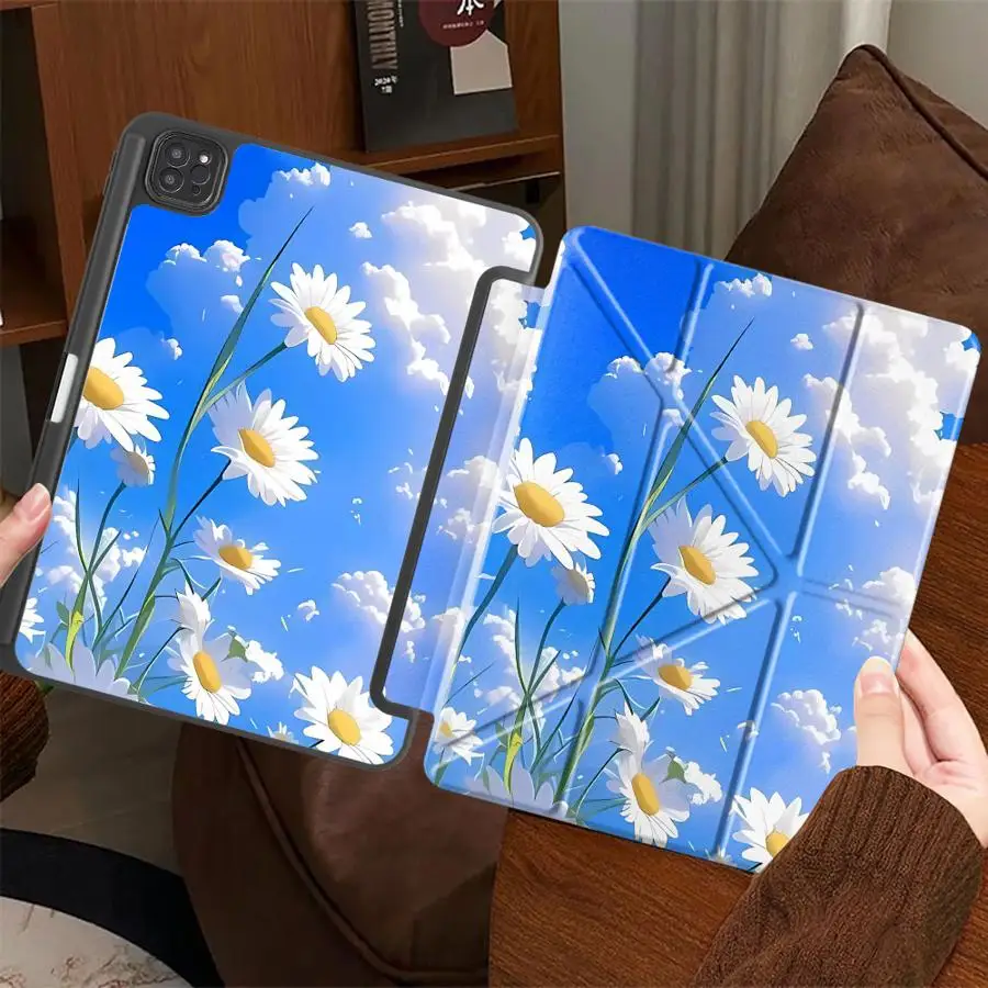 Cartoon Daisy Flowers Tablet Case For iPad Air 4 5 M3 M2 M4 11inch Pro 2025 Pro 11th 10th 9th 8th 7th 12.9inch Mini 6 7 Holder