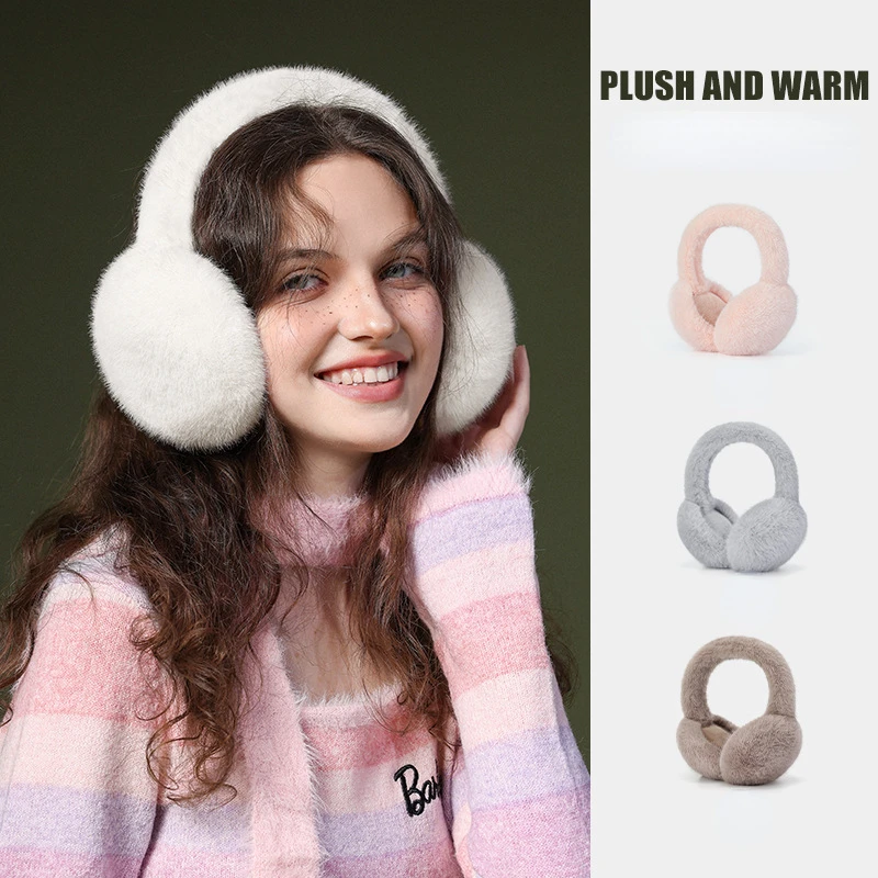 Winter Soft Plush Ear Warmer for Men and Women Outdoor Cycling School Windproof Foldable Imitation Rabbit Hair Ear Covers