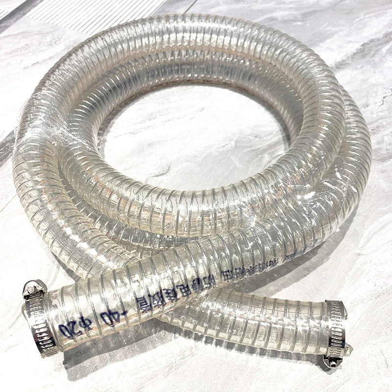 PVC Transparent Steel Wire Reinforced Hose Electrostatic Prevention Pipe Tube Reinforced Water Supply Oil  Plastic Steel Hose