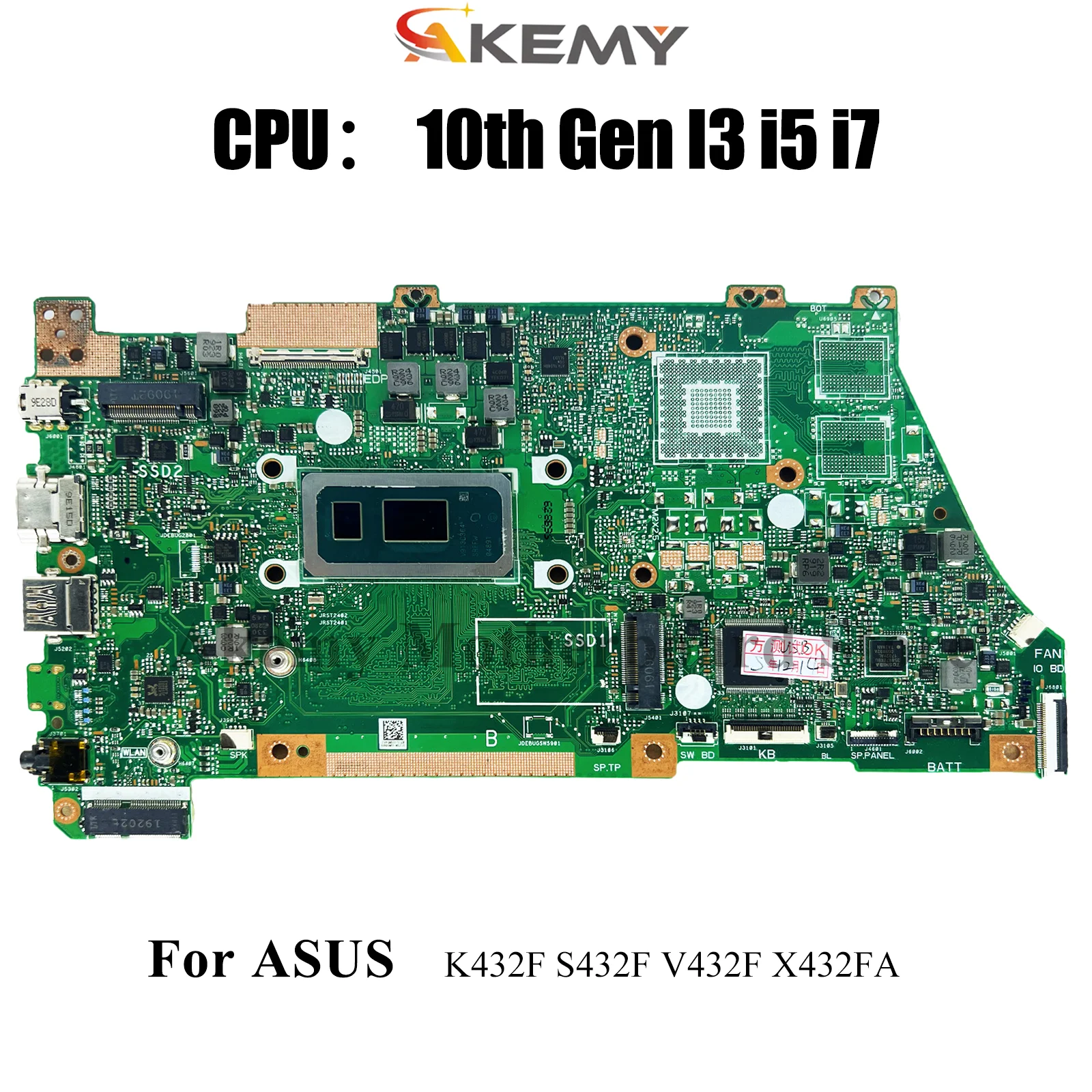 

X432FA Laptop Motherboard For ASUS VivoBook X432F X432FL X432FAC K432F V432F S432F X432FLC X432FA Mainboard W/ 10th Gen I3 i5 i7