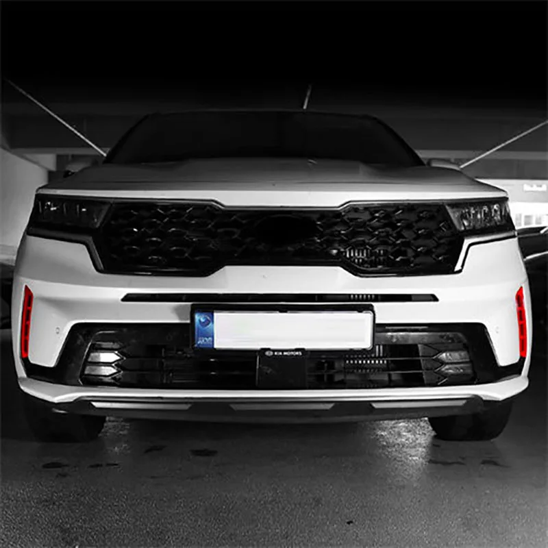 

ABS Chromium Silver Carbon Fiber Style Front Bumper Air Vent Fog Lamp Exterior Decoration For Tuning Kia Sorento MQ4 2021-2023