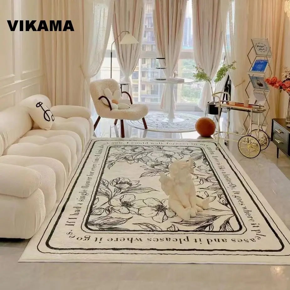 VIKAMA Imitated Cashmere Modern Simple Style Carpet Living Room Sofa Bedroom Floor Mat Non-slip Dirty Resistant Easy Care Rug