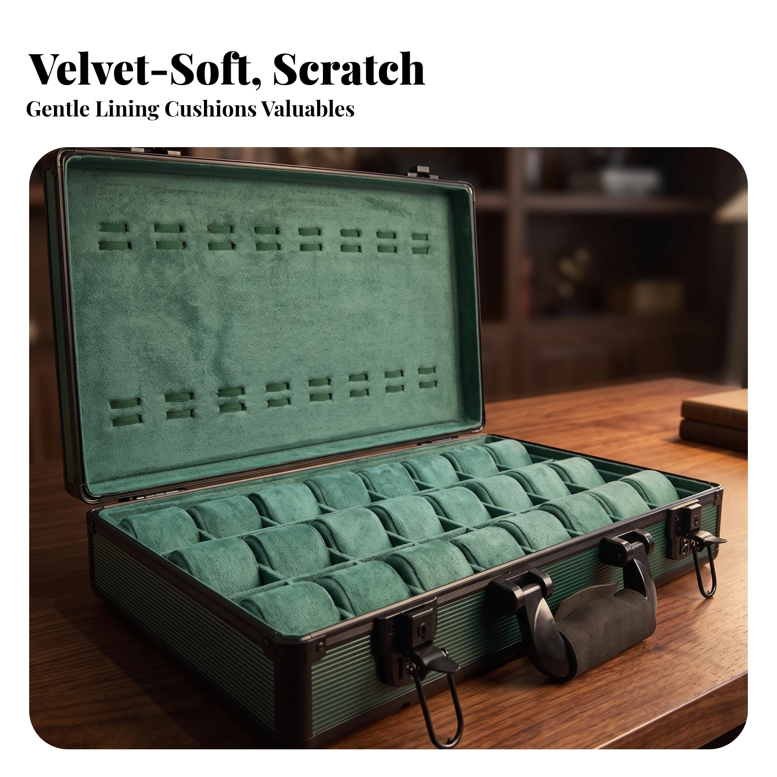 Watch Storage Case with 24 Slots Heavy-Duty Watch Display Case with Suede Athletic Box Secure Large Capacity for Collectors