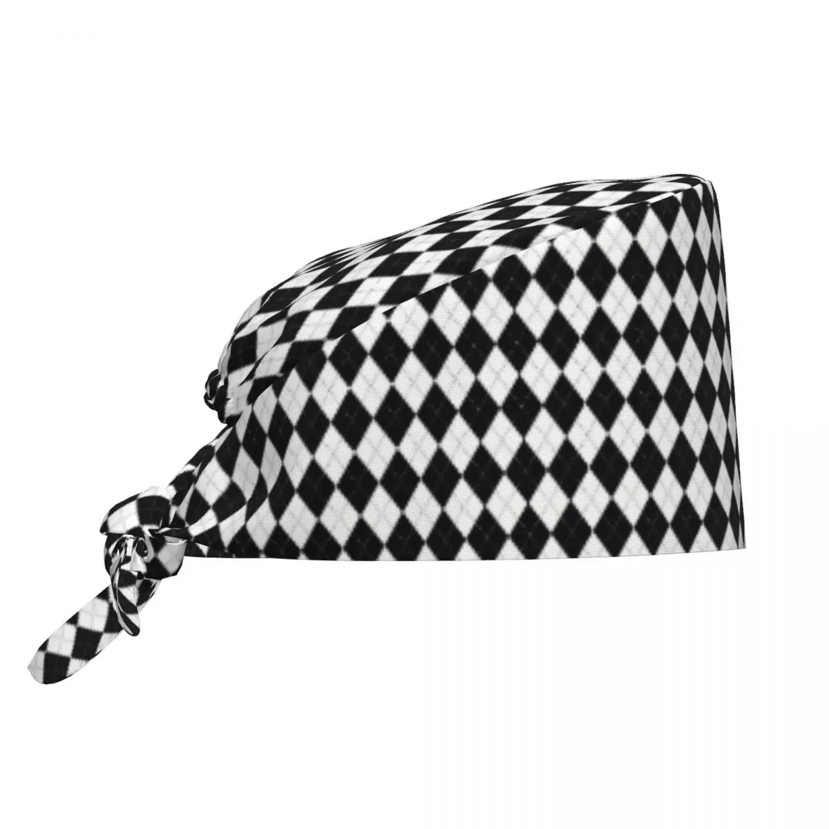 Diamond Shaped Geometric Pattern Scrub Hat Doctor Working Surgical Cap Men Women Adjustable Nursing Caps for Dentist