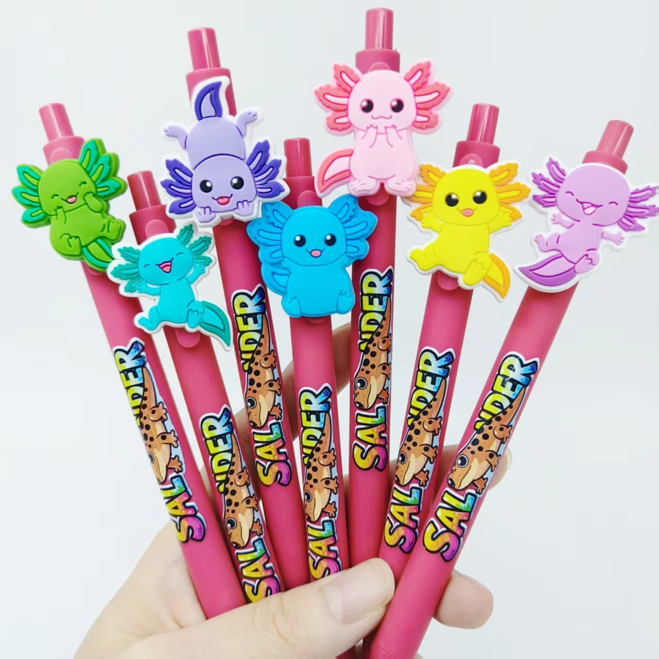 10 قطعة/14 قطعة قلم حبر جاف من السلمندر قلم هدية عالمي قصير الوردي روج #6