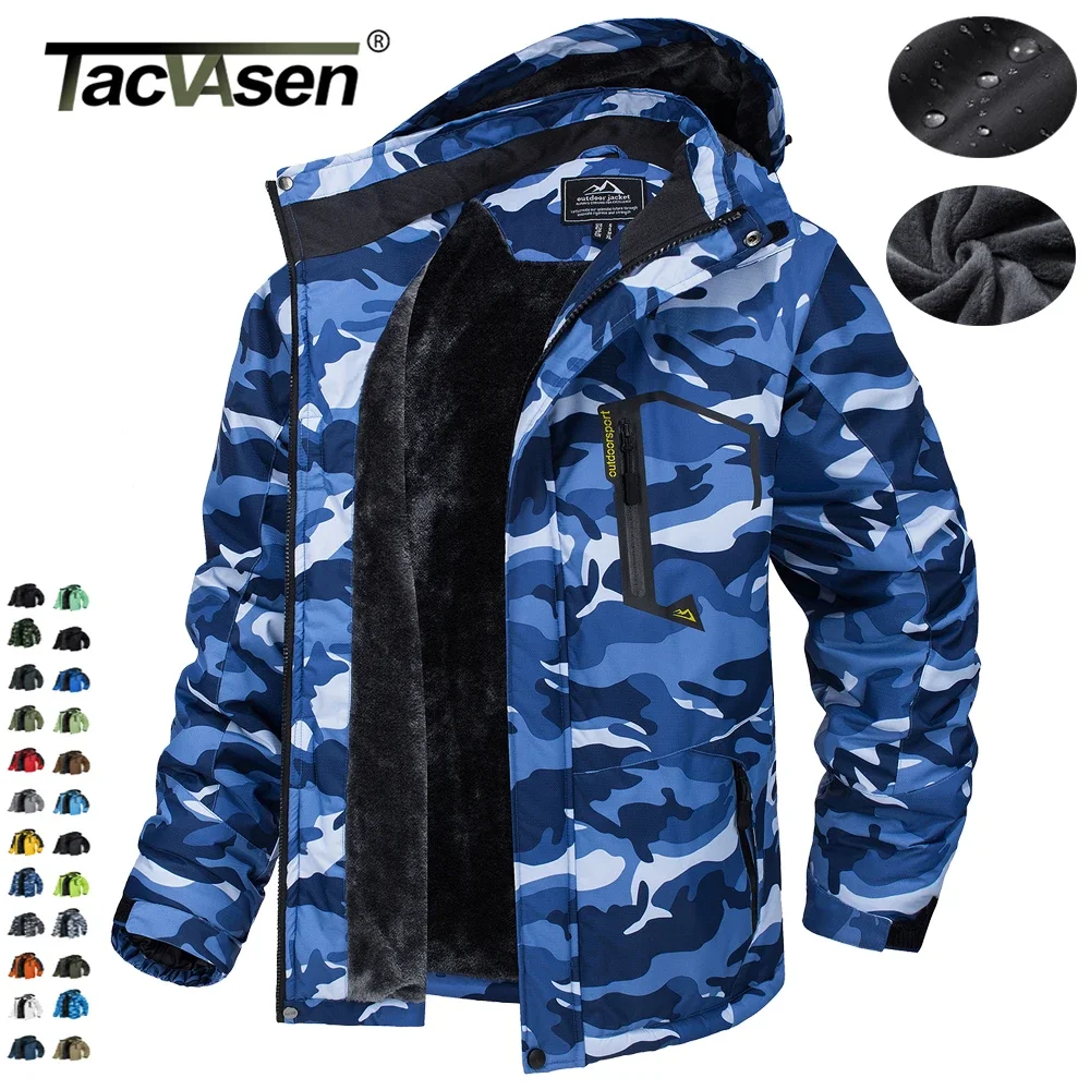

TACVASEN Fleece Lining Mountain Jackets Mens Hiking Jackets Outdoor Removable Hooded Coats Ski Snowboard Parka Winter Outwear