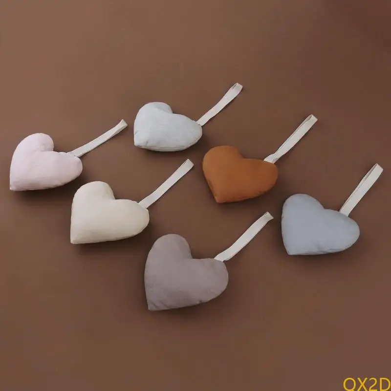 Baby Pacifier Clip Chain Pendant Soft Cotton Heart-shape Soother Holder Decor Dummy Nipple Hanging Ornament for Newborn